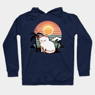 kawaii cute cat vintage sunset cat lover Hoodie